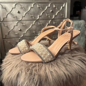 pearl two strap kitten heels 10